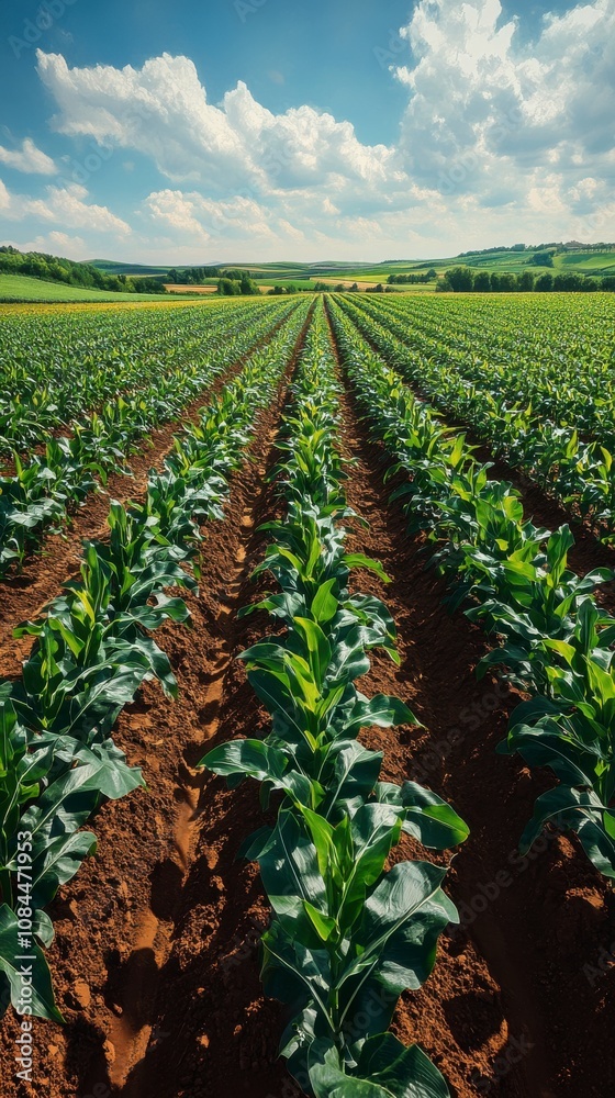 A Stunning View of a Vibrant Agricultural Field under a Sunny Sky A Stunning View of a Vibrant Agricultural Field under a Sunny Sky