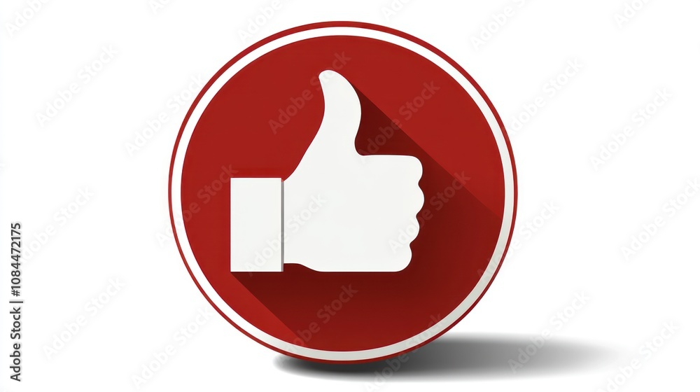 A bold symbol of approval is displayed against a striking red background A bold symbol of approval is displayed against a striking red background