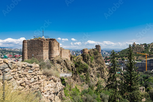 Obraz na płótnie Narikala fortress scenic ruins in Tbilisi, Georgia w salonie