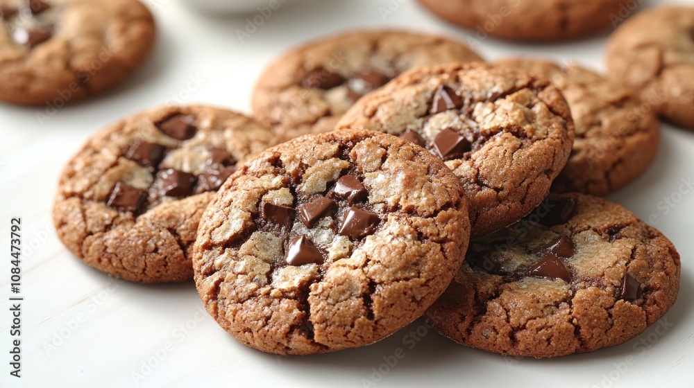 Warm chocolate chip cookies, golden brown and delicious, tempt the senses delightfully Warm chocolate chip cookies, golden brown and delicious, tempt the senses delightfully