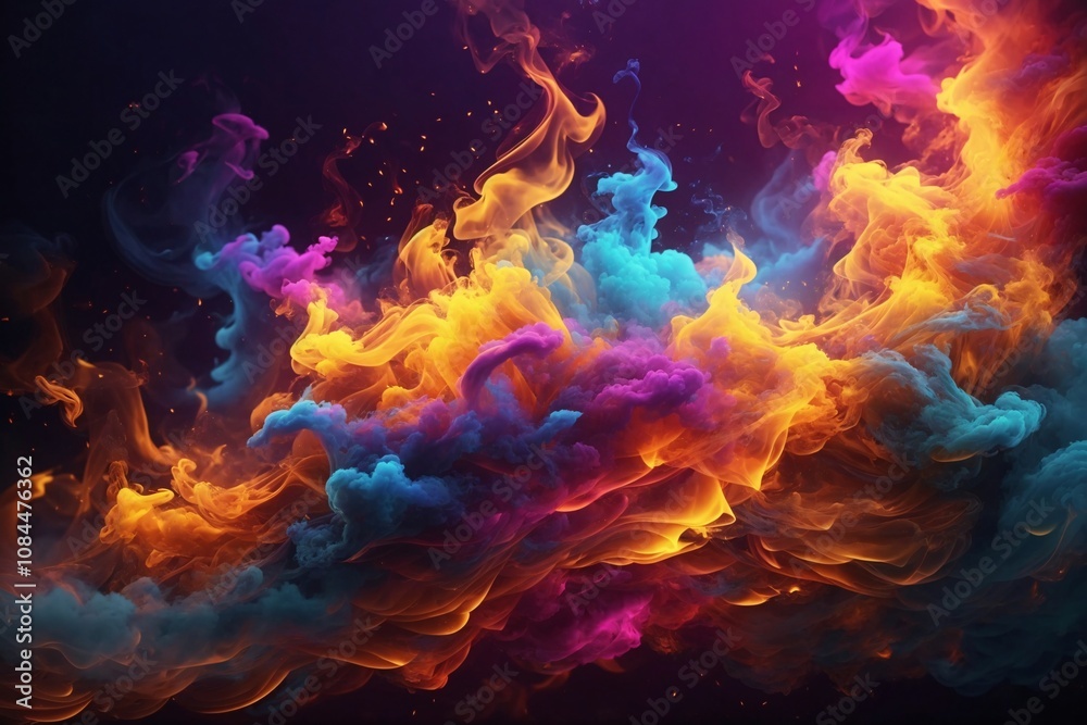 Fototapeta premium Neon Smoke Wallpaper, Neon Smoke Background, Smoke Effects Background, Smoke Wallpapers, Smoke Background, Abstract Smoke Wallpapers, AI Generative
