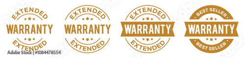 Extended warranty label vector or Extended warranty mark isolated in flat style. Simple extended stamp vector for design element about warranty. Elegant extended Warranty Label Design Element.