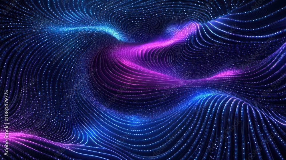 Fototapeta premium Quantum processing. Deep learning artificial intelligence. Future new technology for business or science presentation. Vector background