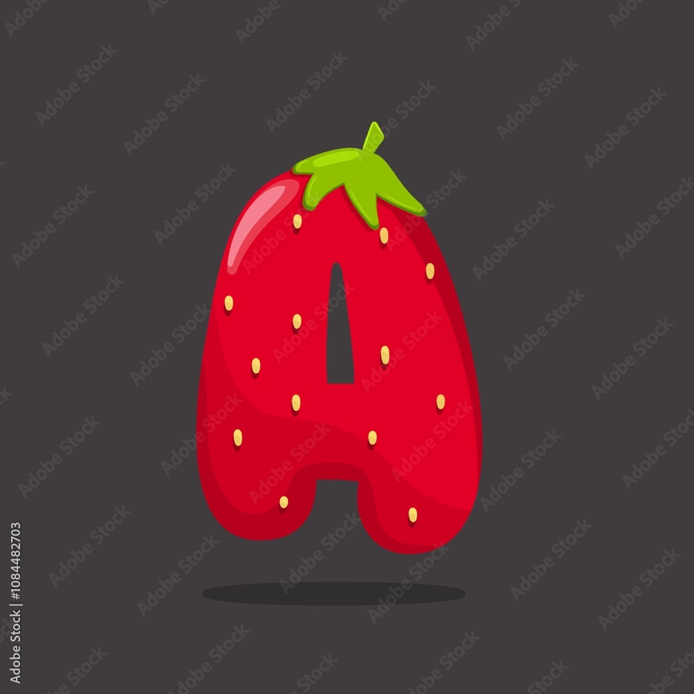 Strawberry letter A, letter A, shiny bright strawberry letters a to z Strawberry letter A, letter A, shiny bright strawberry letters a to z