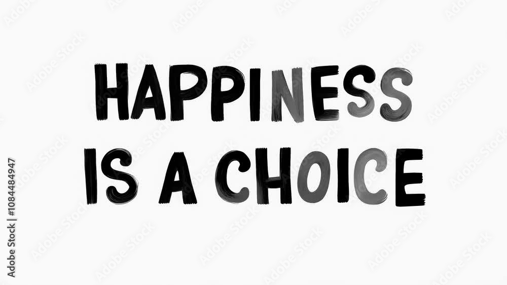 Positive motivational phrase “Happiness is a choice” black frase on white background Positive motivational phrase “Happiness is a choice” black frase on white background