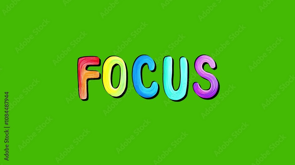 Positive motivational phrase “Focus” on green screen chroma key background Positive motivational phrase “Focus” on green screen chroma key background