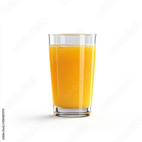 a glass of orange juice on white background studio photograph