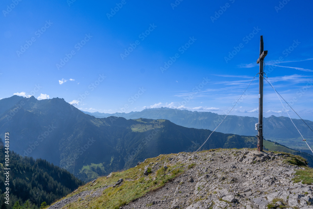 View from The Gurtis Spitze the Swiss Mountains, State of Vorarlberg, Austria