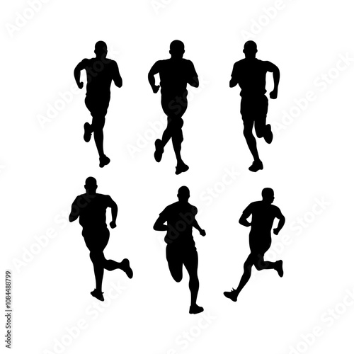 Athlete on running race silhouette Vector art