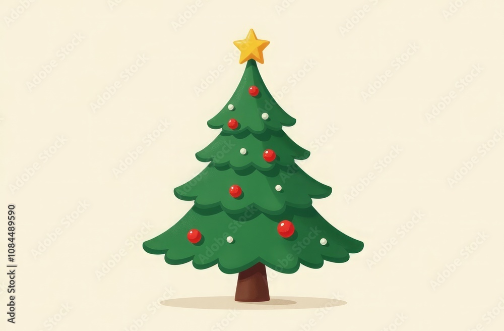Christmas tree with a Christmas star, toys, light garlands Christmas tree with a Christmas star, toys, light garlands