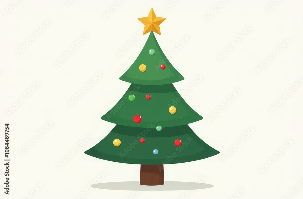Christmas tree with a Christmas star, toys, light garlands Christmas tree with a Christmas star, toys, light garlands