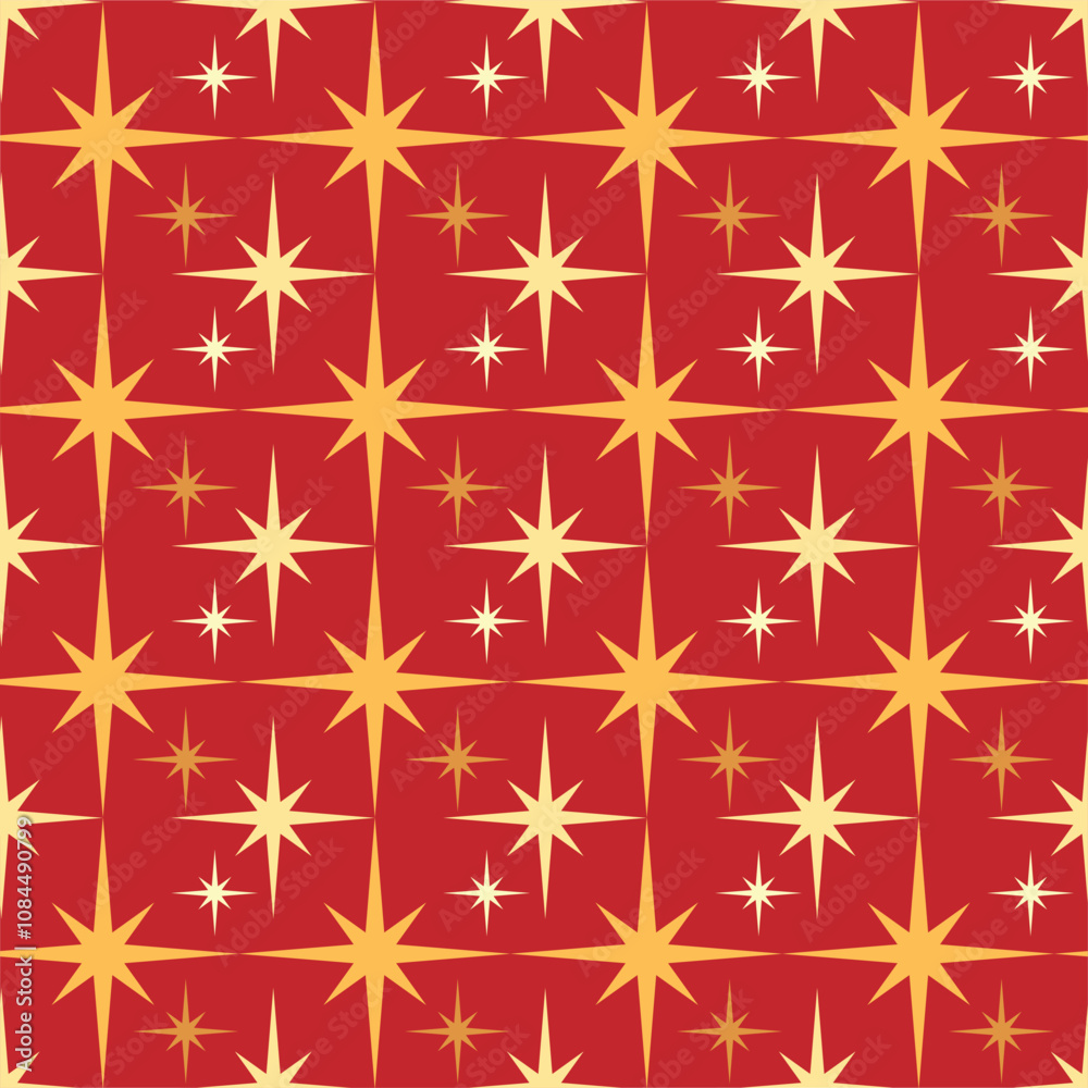 Seamless pattern of golden Christmas stars, on isolated background. Hand drawn design for Winter, Christmas and New Year celebration, for paper crafts or home decor. Seamless pattern of golden Christmas stars, on isolated background. Hand drawn design for Winter, Christmas and New Year celebration, for paper crafts or home decor.