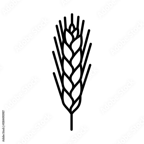 Rye, line icon. Spike of rye, linear illustration of cereals plant. Bread, nutrition, gluten, carbs or agriculture. Editable stroke, thin line, simplicity style. 