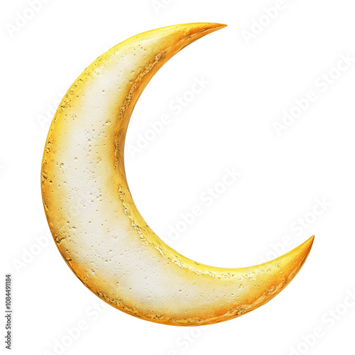 Crescent moon illustration, isolated on transparent background  photo