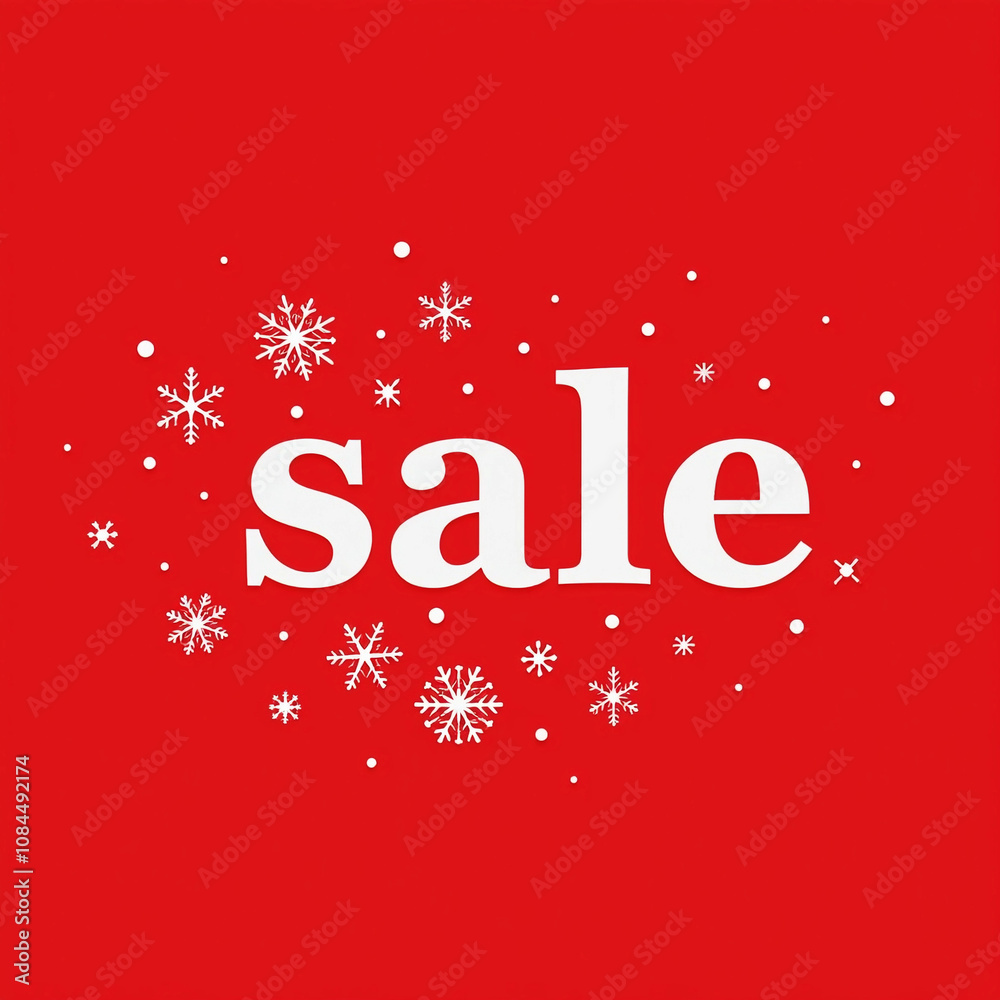 sale template with snoflakes isolated on red background sale template with snoflakes isolated on red background