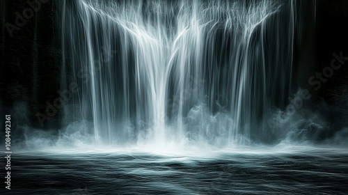 Ethereal Triple Cascade: Long Exposure Waterfall in Misty Forest