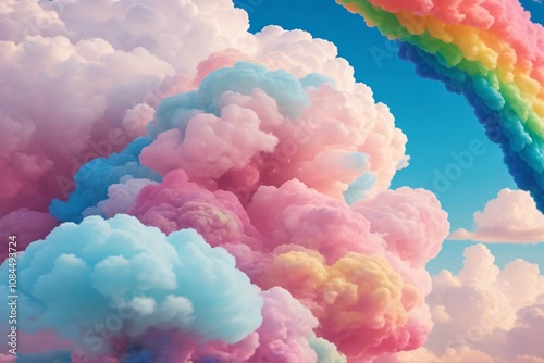 Colorful Clouds Background, Dreamy Cloud Background, Fantasy Clouds Background, AI Generative