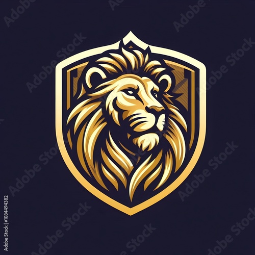 The image depicts a powerful golden  lion's head, rendered in a bold and dynamic style. The lion's mane is flowing and expressive photo