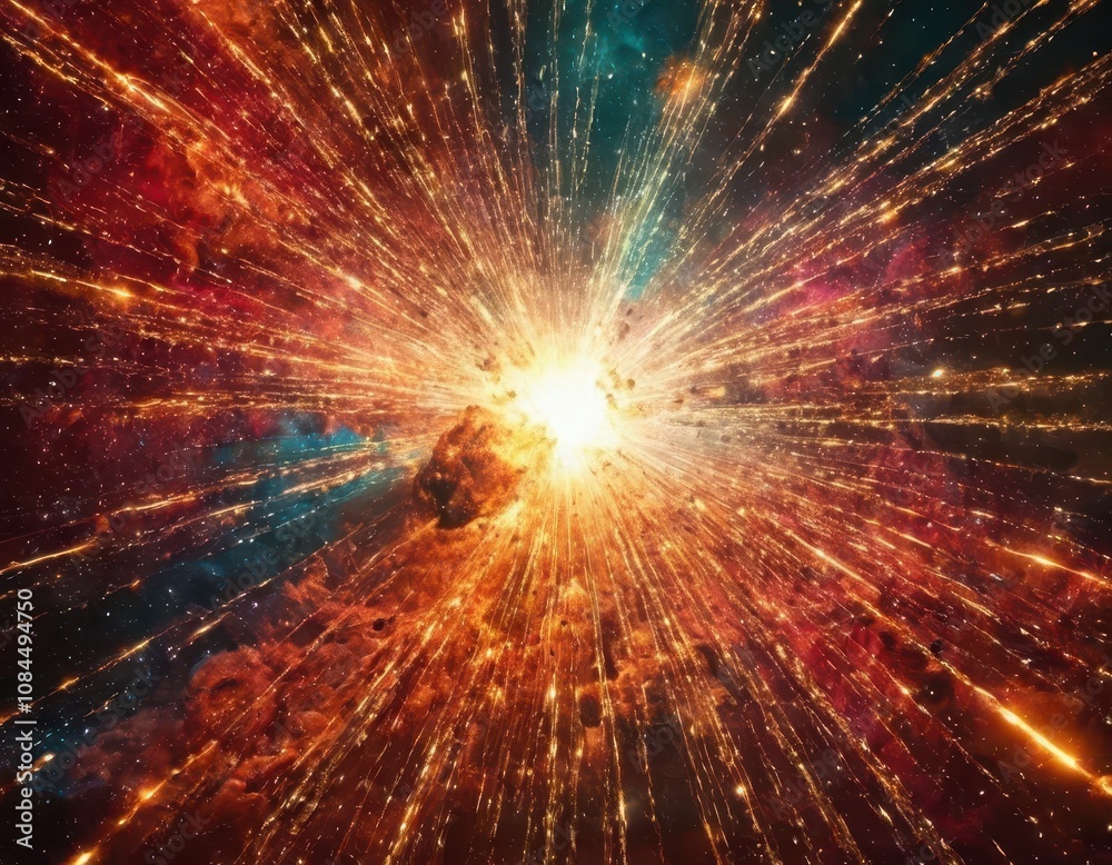 A vibrant explosion of cosmic energy and light, depicting a stellar event.