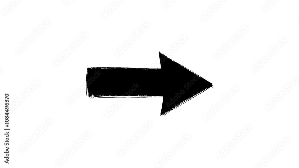 Black pointing eye-catching arrow moving in stop motion animation style hand drawn on white background Black pointing eye-catching arrow moving in stop motion animation style hand drawn on white background