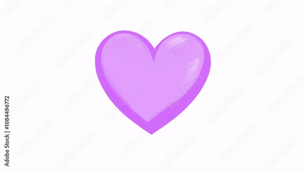 Purple heart moving in stop motion animation style hand drawn on white background, valentine's day background, romantic cover, music background idea Purple heart moving in stop motion animation style hand drawn on white background, valentine's day background, romantic cover, music background idea
