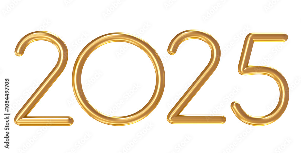 2025 Minimalist Gold Numbers in 3D Render for Elegant New Year Designs with transparent background 2025 Minimalist Gold Numbers in 3D Render for Elegant New Year Designs with transparent background