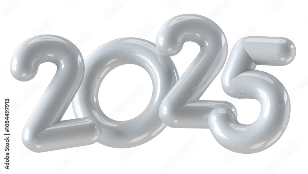2025 Silver Balloon Numbers in 3D Render for Elegant Holiday Themes with transparent background 2025 Silver Balloon Numbers in 3D Render for Elegant Holiday Themes with transparent background