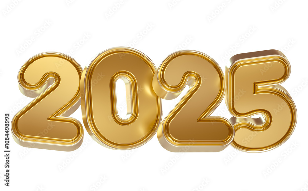 2025 Gold Numbers with Glossy Finish in 3D Render for Modern New Year Themes with transparent background 2025 Gold Numbers with Glossy Finish in 3D Render for Modern New Year Themes with transparent background