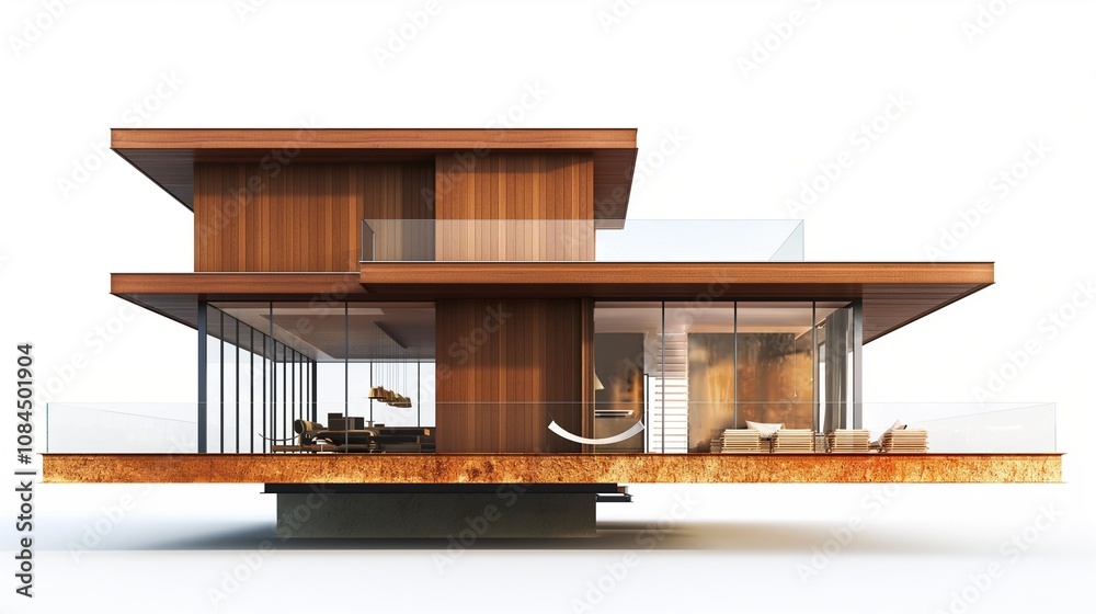 A modern contemporary house set against a white background A modern contemporary house set against a white background