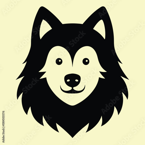 American Eskimo  dog head silhouette, perfect for pet-themed designs and branding projects,  ideal for logos, artwork, and digital creations, pet-related projects, perfect for canine lovers 