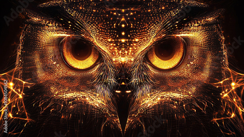 Cosmic Owl: Guardian of Celestial Secrets - Digital Art Portrait photo