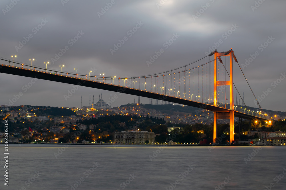 A view of the July 15 Martyrs Bridge. Sunset view from the Bosphorus Bridge on the Bosphorus.
A view of the July 15 Martyrs Bridge. Sunset view from the Bosphorus Bridge on the Bosphorus.