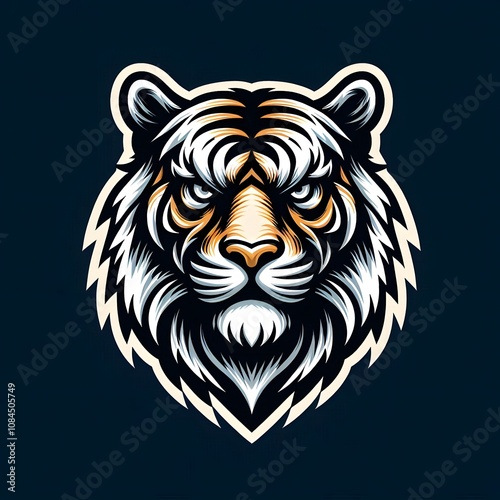 a fierce tiger head, rendered in a bold and dynamic style.  photo