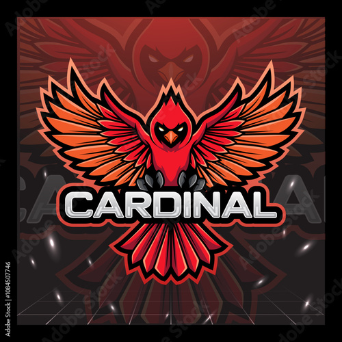Cardinal bird mascot e sport logo design
