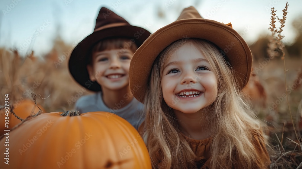Little kids in costume celebrating halloween together