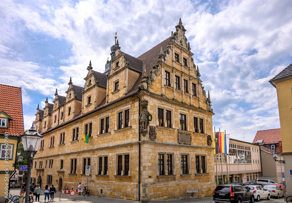Obraz premium Historisches Renaissancebauwerk Gymnasium Casimirianum in Coburg, Bayern. Deutschland
