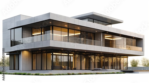 house in a modern, contemporary style, isolated against white.