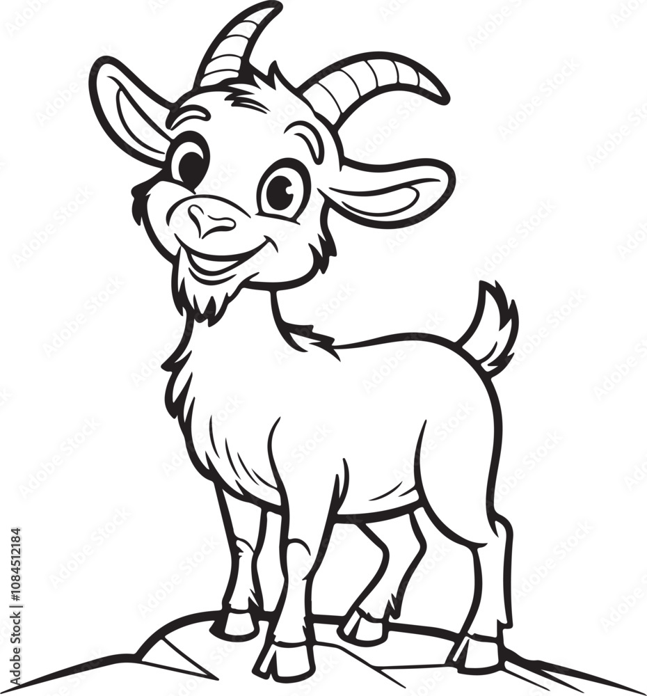 Black and White Vector Illustration of a Happy Goat Standing on a Rock and Looking Curiously - Curious Goat Design
Black and White Vector Illustration of a Happy Goat Standing on a Rock and Looking Curiously - Curious Goat Design