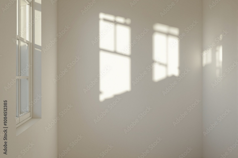 Bright Minimalist Interior with Window Shadows Bright Minimalist Interior with Window Shadows