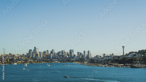 Photography Aerial Drone view of Seattle, Washington