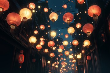 Chinese new year lanterns in china town 