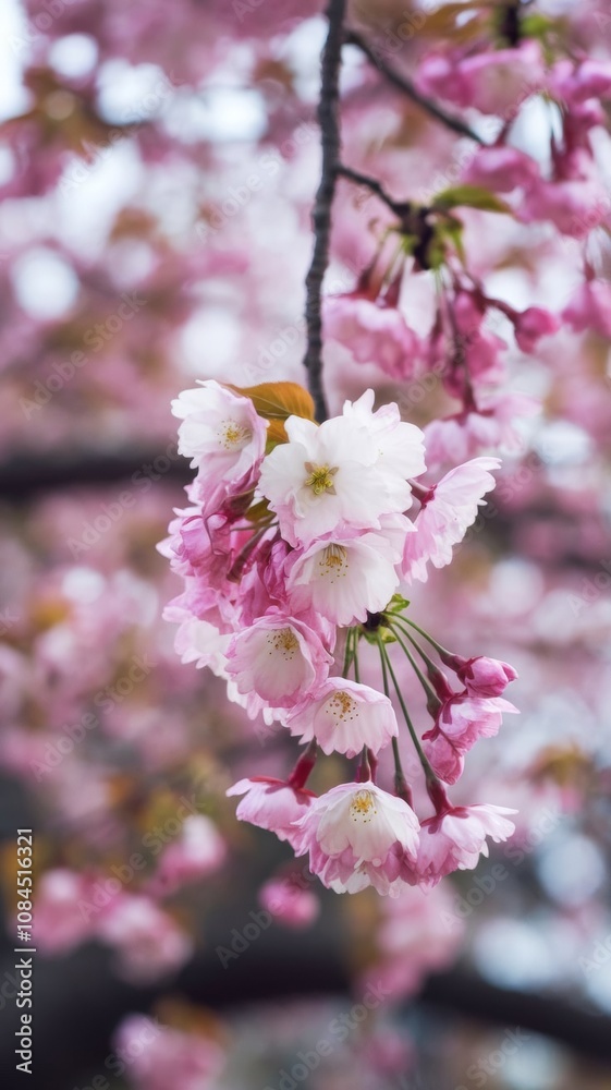 Blossom Rain – Cherry blossoms cascading down like gentle rainfall, with some petals more abstract and faded to create a sense of depth and motion, pink, vibrant, contrast, harmonious color palette Blossom Rain – Cherry blossoms cascading down like gentle rainfall, with some petals more abstract and faded to create a sense of depth and motion, pink, vibrant, contrast, harmonious color palette