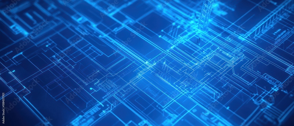 Abstract digital circuitry design in blue tones, representing technology and innovation. Abstract digital circuitry design in blue tones, representing technology and innovation.