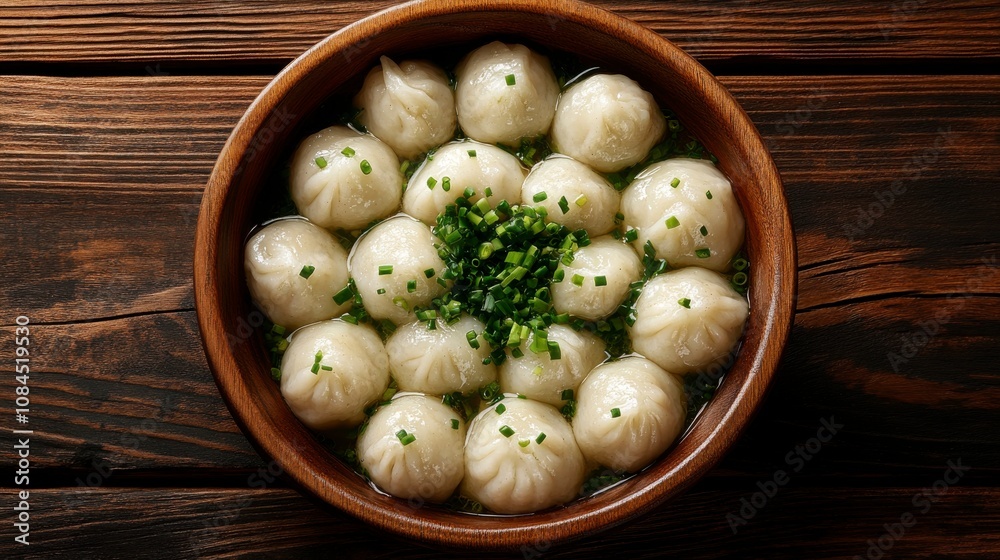 Aromatic Soup Dumplings in a Wooden Bowl: A Culinary Delight Aromatic Soup Dumplings in a Wooden Bowl: A Culinary Delight