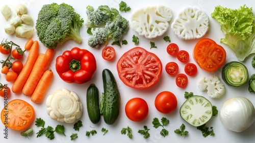 A Vibrant and Colorful Array of Freshly Cut Vegetables