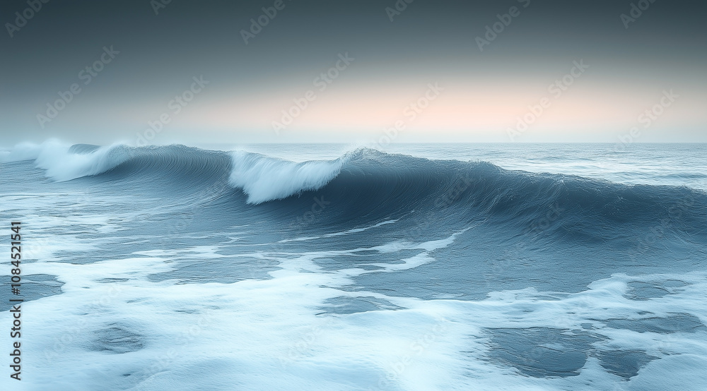 Hypnotic minimalist seascape with soft blue and white gradients - Generative AI Hypnotic minimalist seascape with soft blue and white gradients - Generative AI