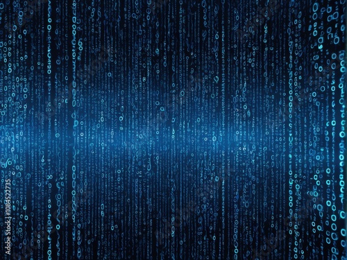 Abstract digital background with binary code in a blue color scheme.