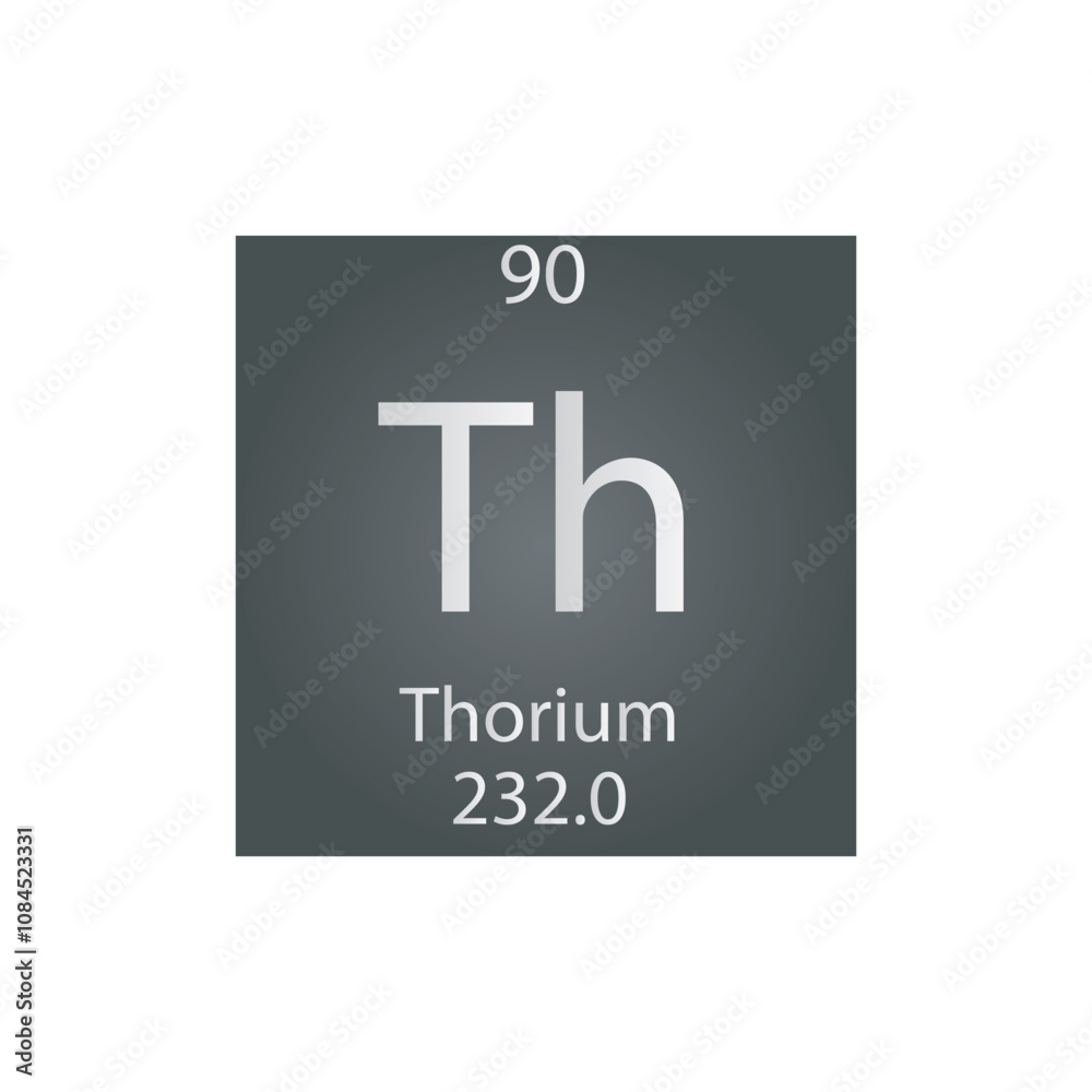 Th Thorium Actinoid Chemical Element Periodic Table. Simple flat square vector illustration, simple clean style Icon with molar mass and atomic number for Lab, science or chemistry class.