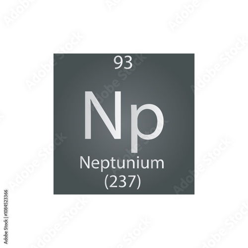 Np Neptunium Actinoid Chemical Element Periodic Table. Simple flat square vector illustration, simple clean style Icon with molar mass and atomic number for Lab, science or chemistry class.