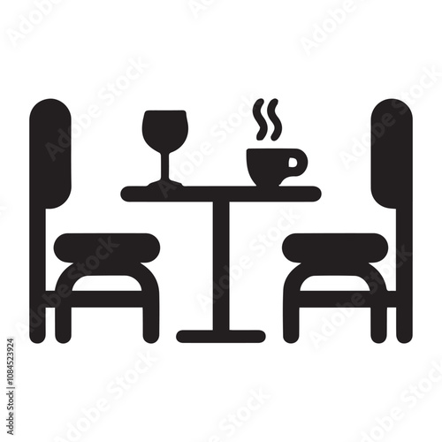 Dining Room set icon with white background vector stock illustration